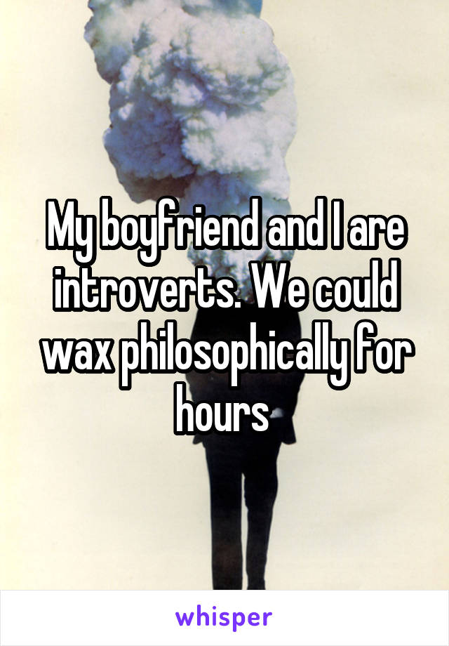 My boyfriend and I are introverts. We could wax philosophically for hours 
