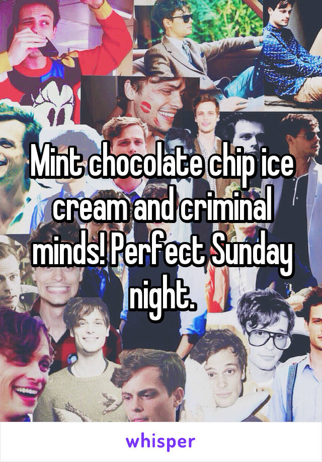 Mint chocolate chip ice cream and criminal minds! Perfect Sunday night.