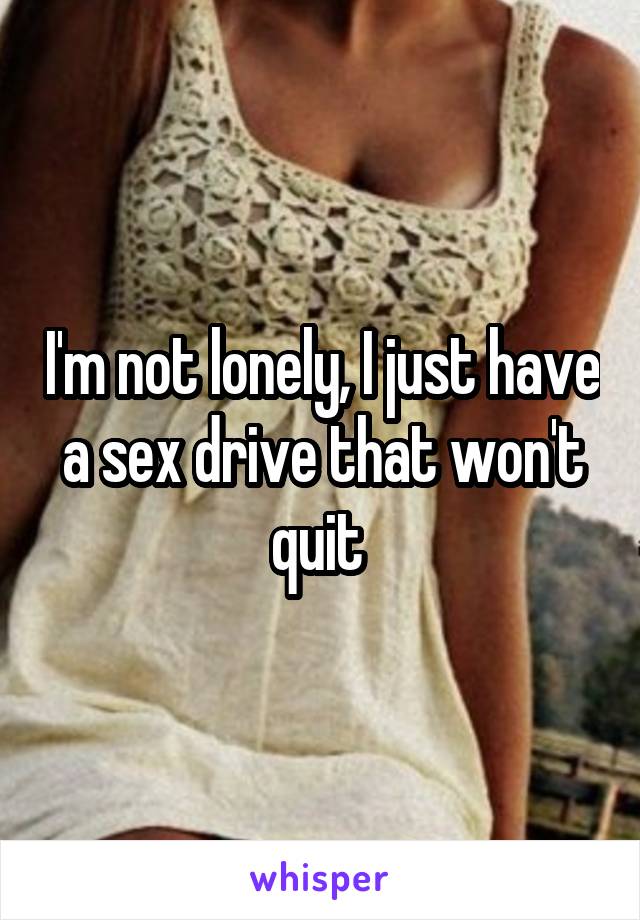I'm not lonely, I just have a sex drive that won't quit 