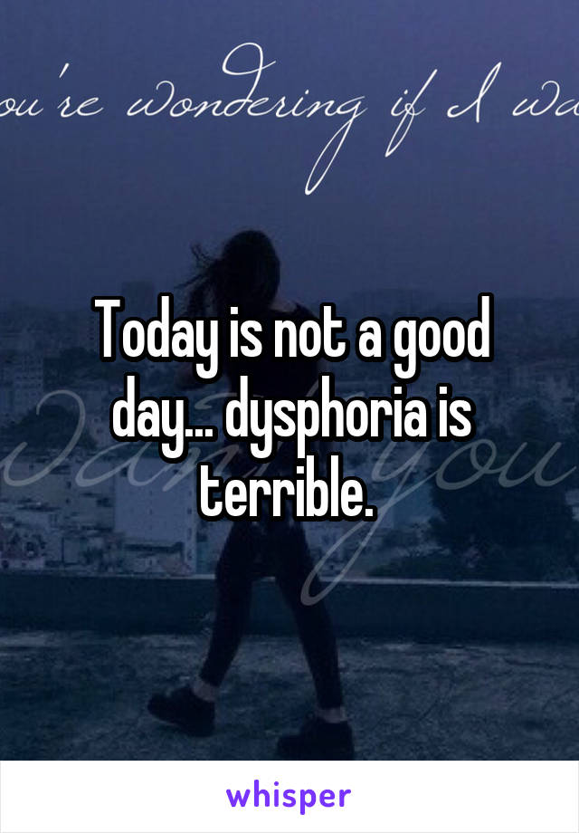Today is not a good day... dysphoria is terrible. 