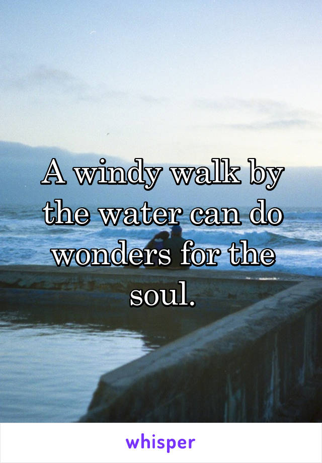 A windy walk by the water can do wonders for the soul.
