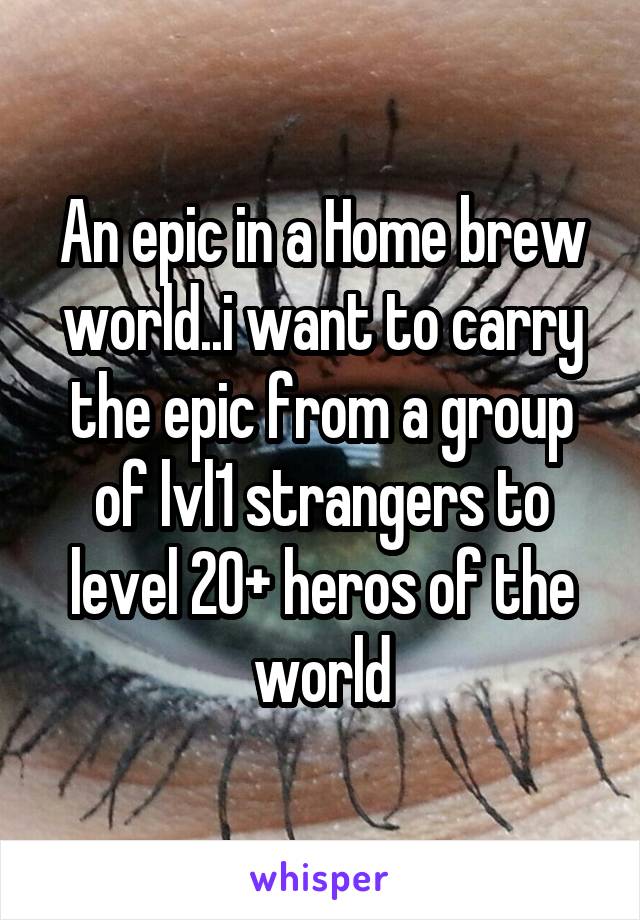 An epic in a Home brew world..i want to carry the epic from a group of lvl1 strangers to level 20+ heros of the world