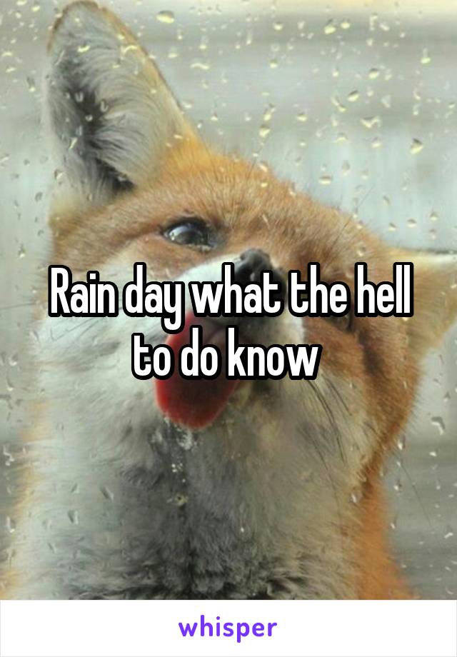 Rain day what the hell to do know 