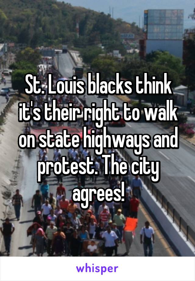 St. Louis blacks think it's their right to walk on state highways and protest. The city agrees!