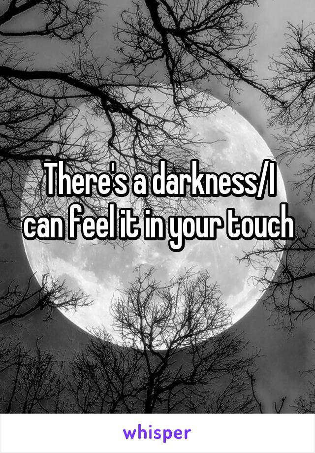 There's a darkness/I can feel it in your touch 