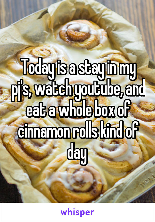 Today is a stay in my pj's, watch youtube, and eat a whole box of cinnamon rolls kind of day 