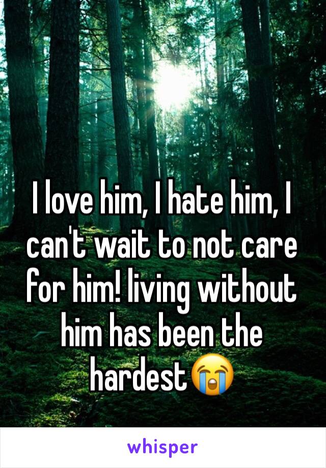 I love him, I hate him, I can't wait to not care for him! living without him has been the hardest😭  