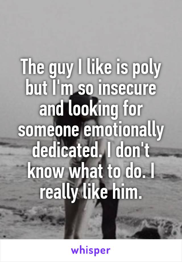 The guy I like is poly but I'm so insecure and looking for someone emotionally dedicated. I don't know what to do. I really like him.