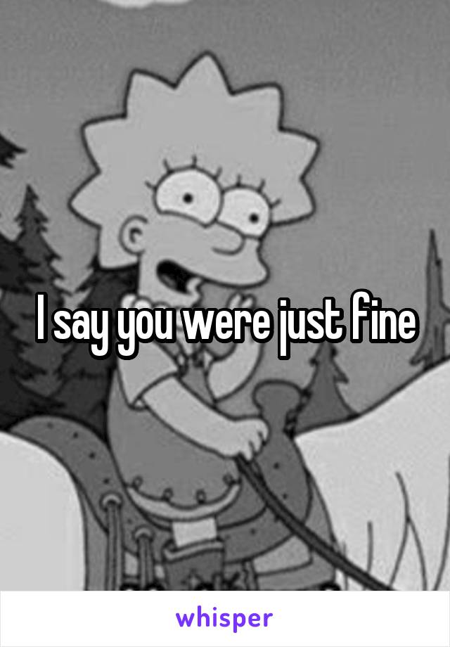 I say you were just fine