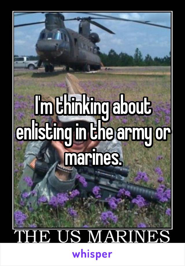 I'm thinking about enlisting in the army or marines.