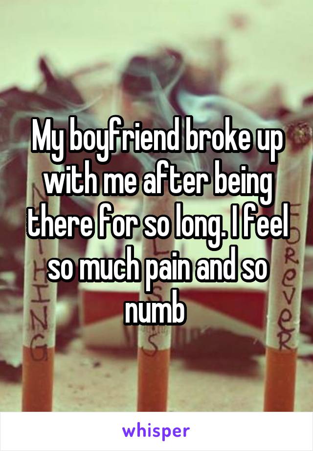 My boyfriend broke up with me after being there for so long. I feel so much pain and so numb 