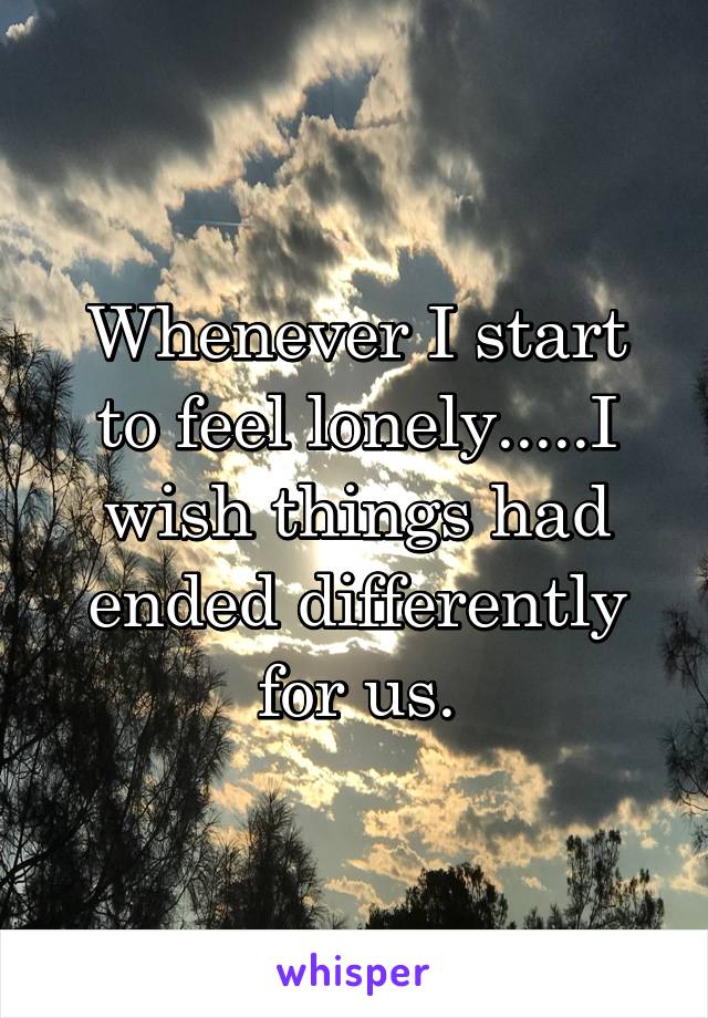 Whenever I start to feel lonely.....I wish things had ended differently for us.