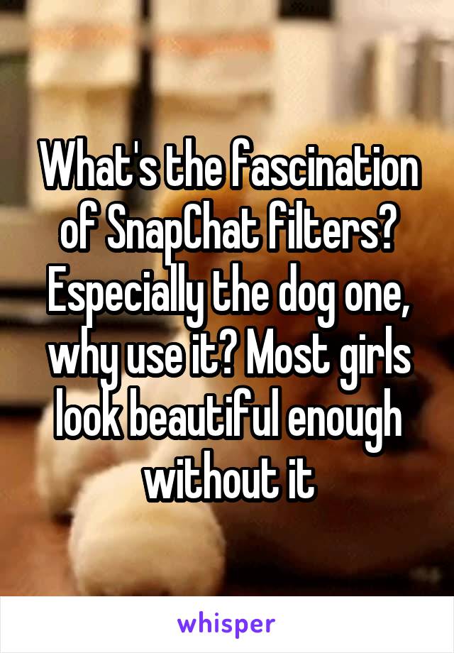 What's the fascination of SnapChat filters? Especially the dog one, why use it? Most girls look beautiful enough without it