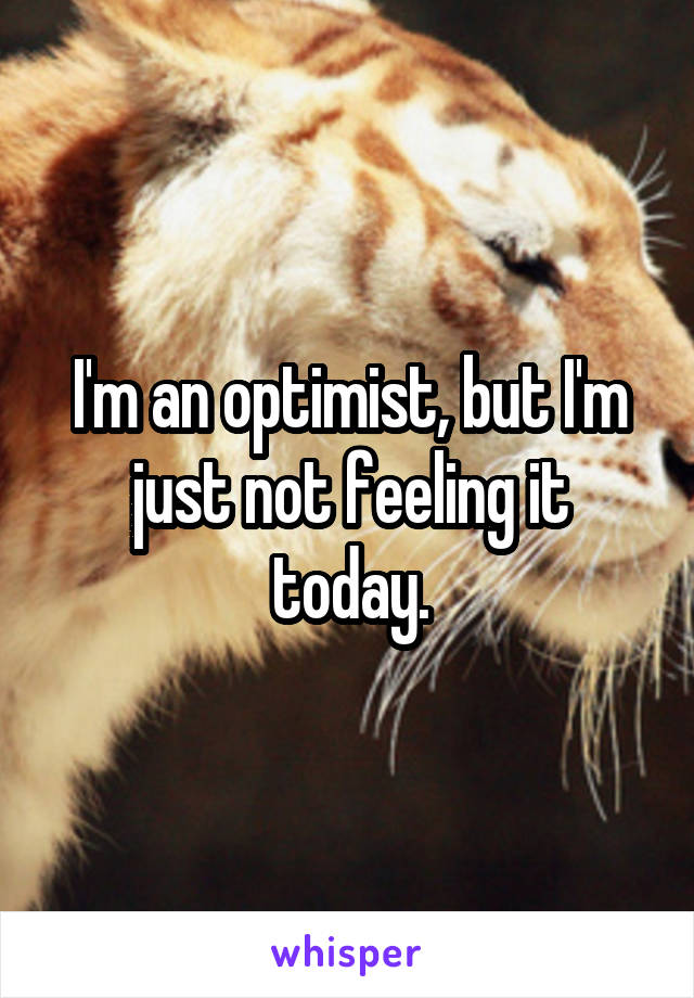 I'm an optimist, but I'm just not feeling it today.