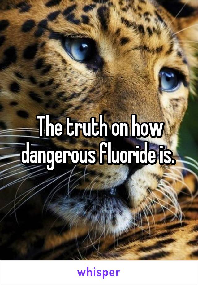 The truth on how dangerous fluoride is. 