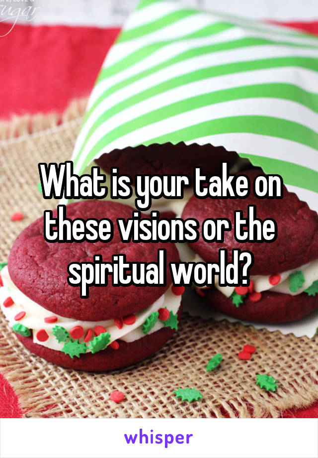 What is your take on these visions or the spiritual world?