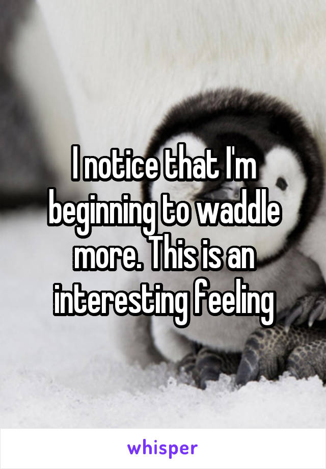 I notice that I'm beginning to waddle more. This is an interesting feeling
