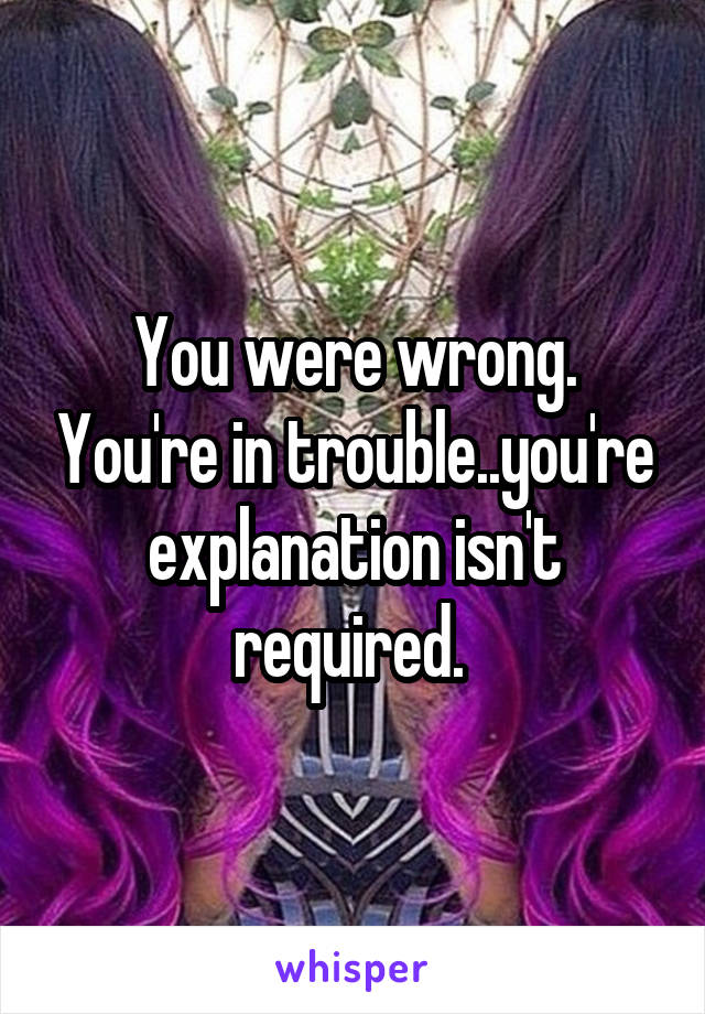 You were wrong. You're in trouble..you're explanation isn't required. 