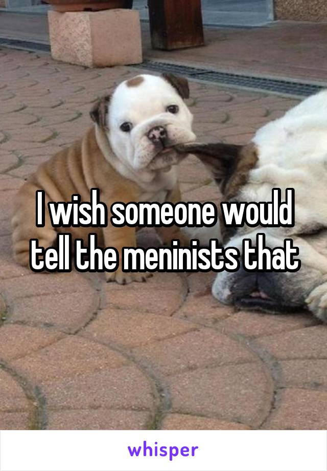 I wish someone would tell the meninists that