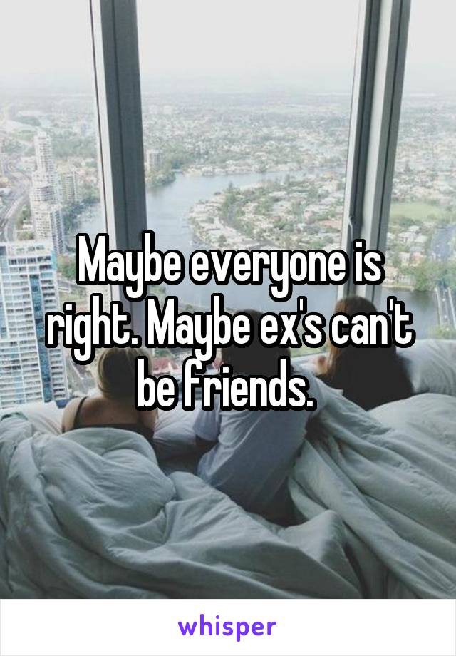 Maybe everyone is right. Maybe ex's can't be friends. 