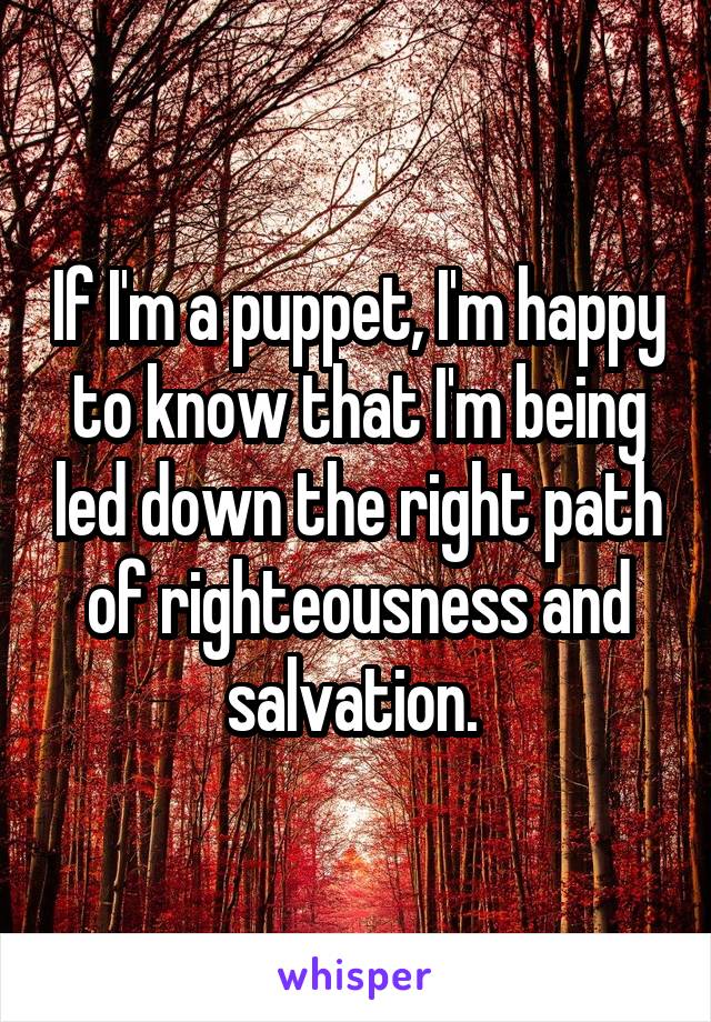 If I'm a puppet, I'm happy to know that I'm being led down the right path of righteousness and salvation. 