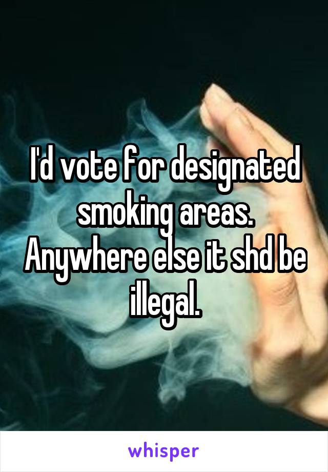 I'd vote for designated smoking areas. Anywhere else it shd be illegal.