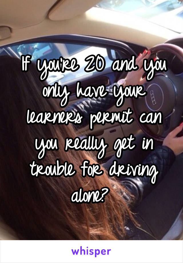 If you're 20 and you only have your learners permit can you really get in trouble for driving alone? 