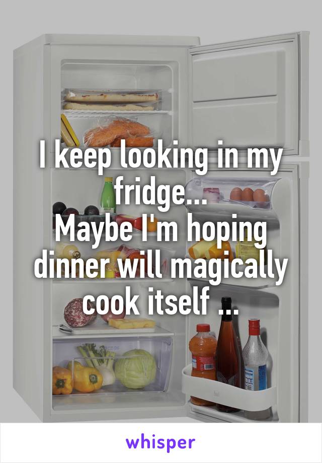 I keep looking in my fridge...
Maybe I'm hoping dinner will magically cook itself ...