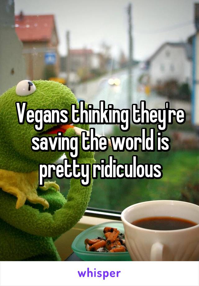 Vegans thinking they're saving the world is pretty ridiculous