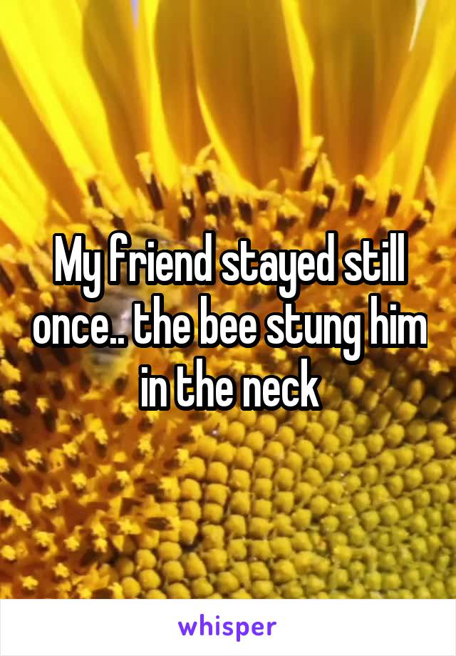 My friend stayed still once.. the bee stung him in the neck