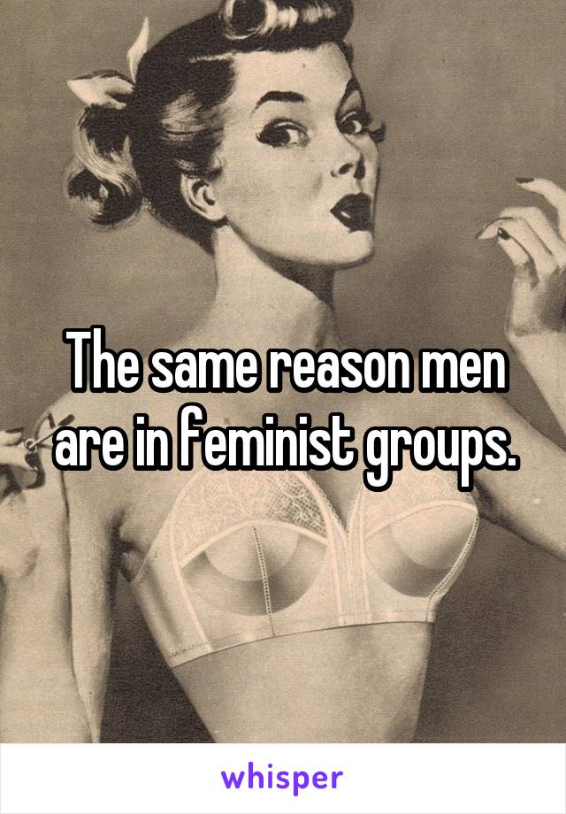 The same reason men are in feminist groups.