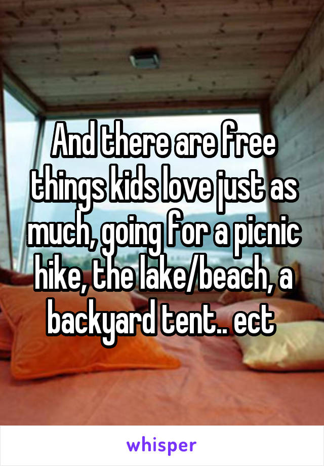 And there are free things kids love just as much, going for a picnic hike, the lake/beach, a backyard tent.. ect 