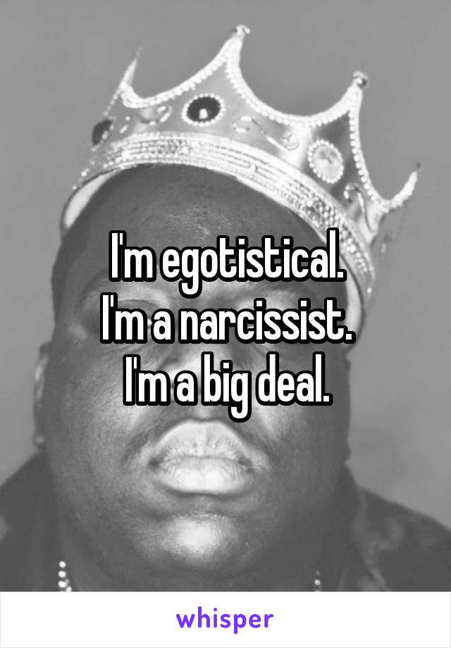 I'm egotistical.
I'm a narcissist.
I'm a big deal.