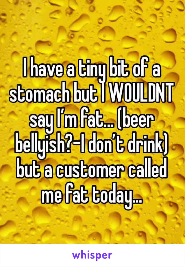 I have a tiny bit of a stomach but I WOULDNT say I’m fat... (beer bellyish?-I don’t drink) but a customer called me fat today... 