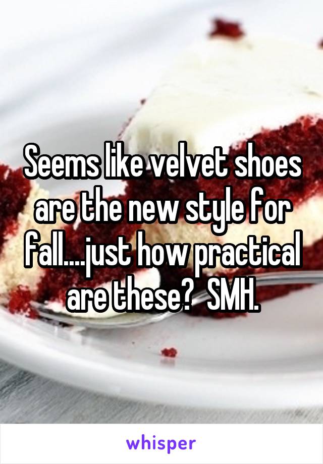 Seems like velvet shoes are the new style for fall....just how practical are these?  SMH.