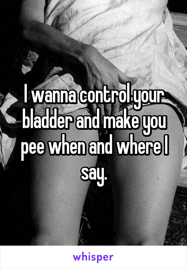 I wanna control your bladder and make you pee when and where I say.