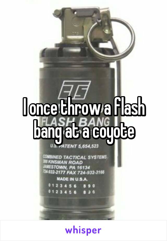 I once throw a flash bang at a coyote