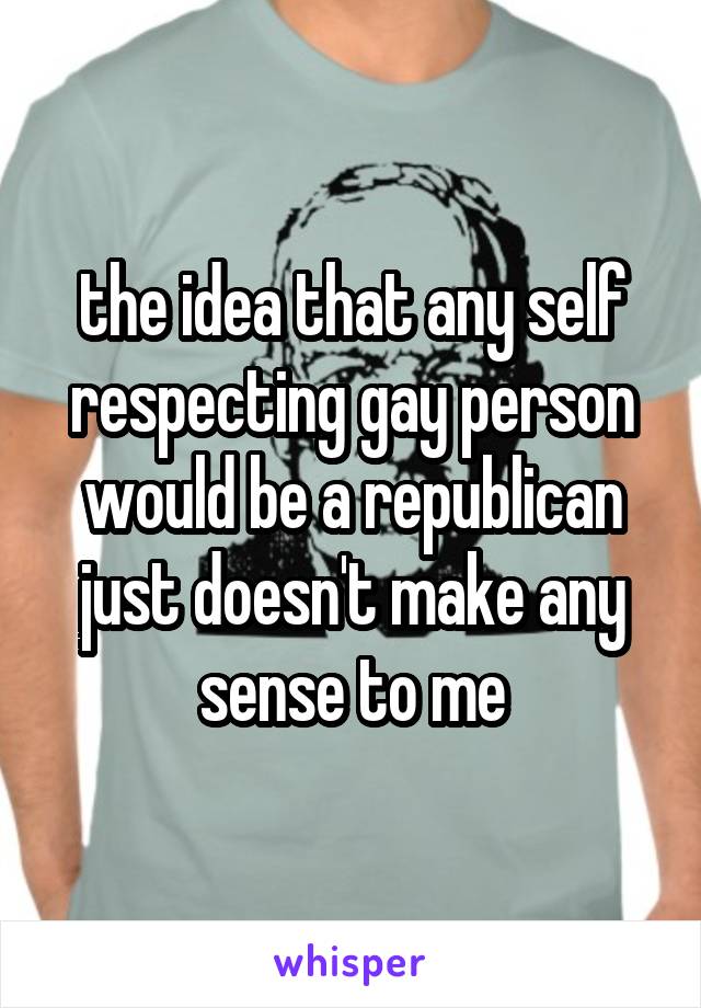 the idea that any self respecting gay person would be a republican just doesn't make any sense to me