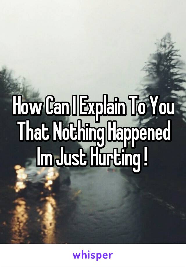How Can I Explain To You That Nothing Happened Im Just Hurting ! 
