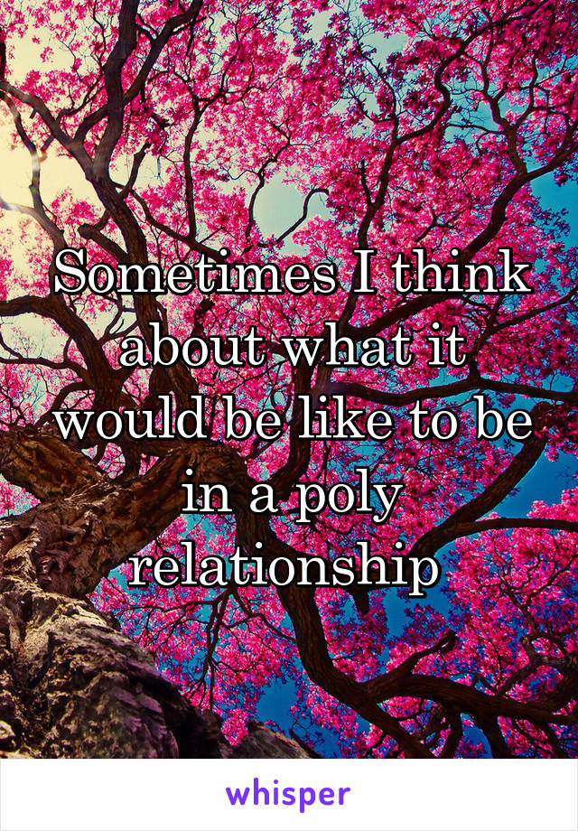 Sometimes I think about what it would be like to be in a poly relationship 