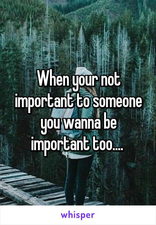 When your not important to someone you wanna be important too.... 