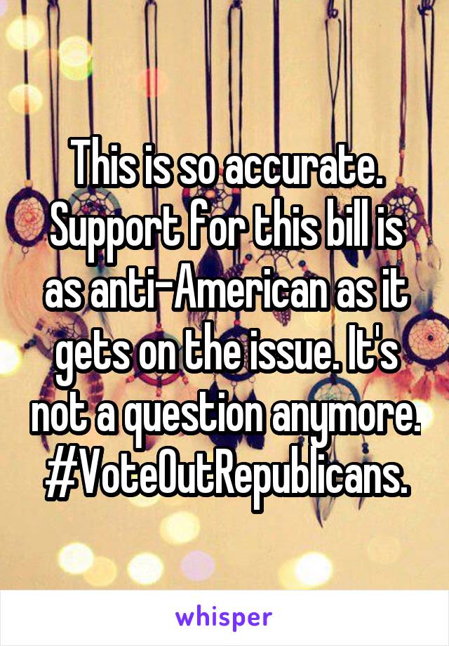 This is so accurate. Support for this bill is as anti-American as it gets on the issue. It's not a question anymore. #VoteOutRepublicans.