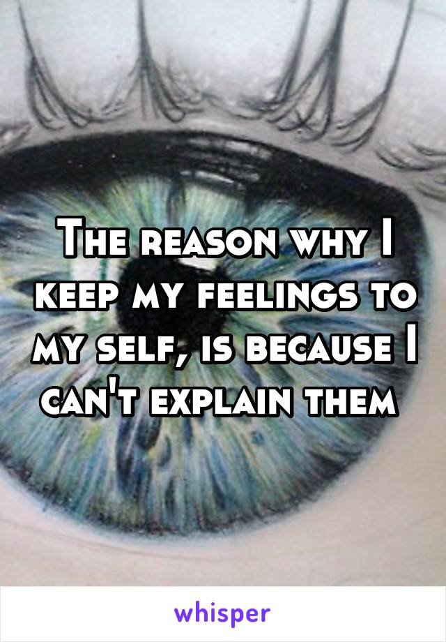 The reason why I keep my feelings to my self, is because I can't explain them 