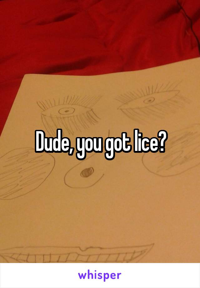 Dude, you got lice?