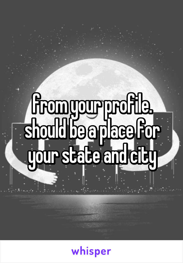 from your profile. should be a place for your state and city