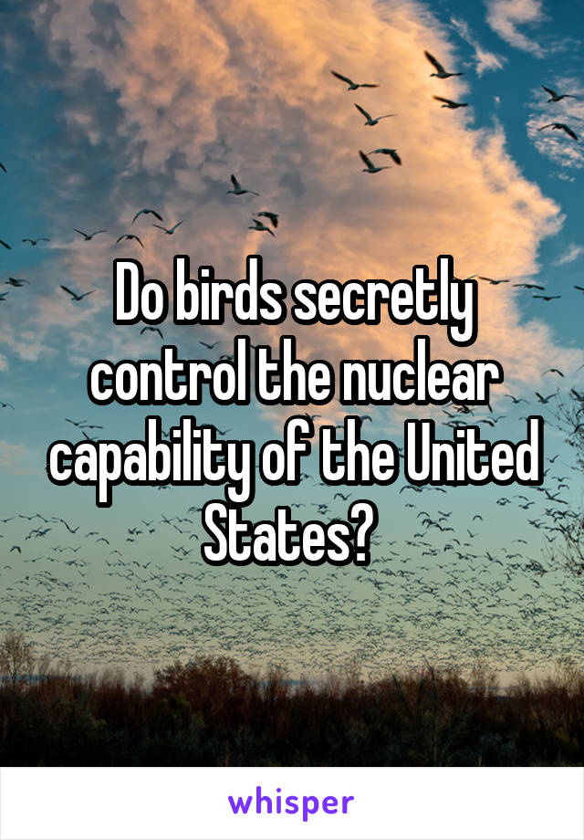 Do birds secretly control the nuclear capability of the United States? 