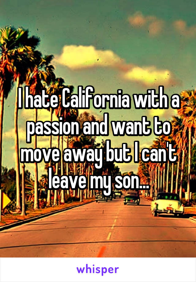 I hate California with a passion and want to move away but I can't leave my son...