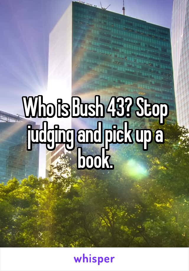 Who is Bush 43? Stop judging and pick up a book.