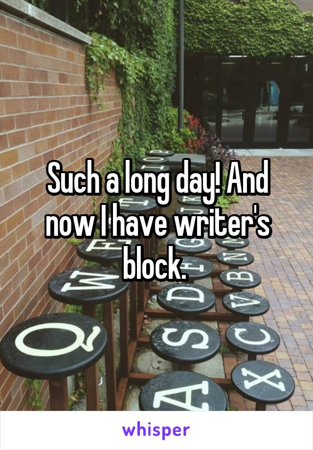 Such a long day! And now I have writer's block. 