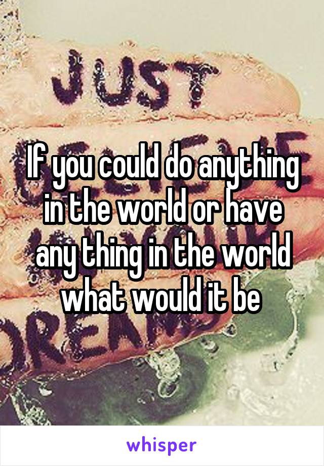 If you could do anything in the world or have any thing in the world what would it be 
